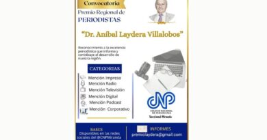Abren postulaciones para el Premio Regional de Periodismo “Dr. Aníbal Laydera Villalobos”